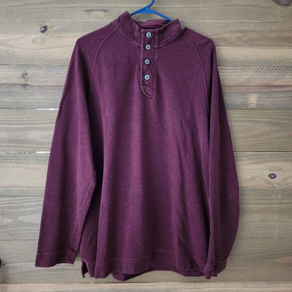 Tommy Bahama burgundy red Henley 1/4 button shirt mens size‎  L - Picture 1 of 6